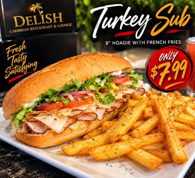 Turkey Sandwich And Fries.