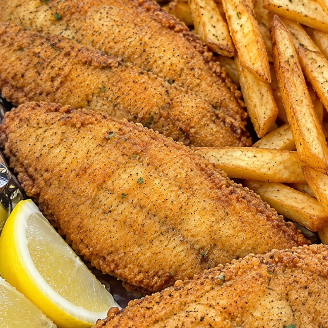 Fried Tilapia & Fries Or Plantains.